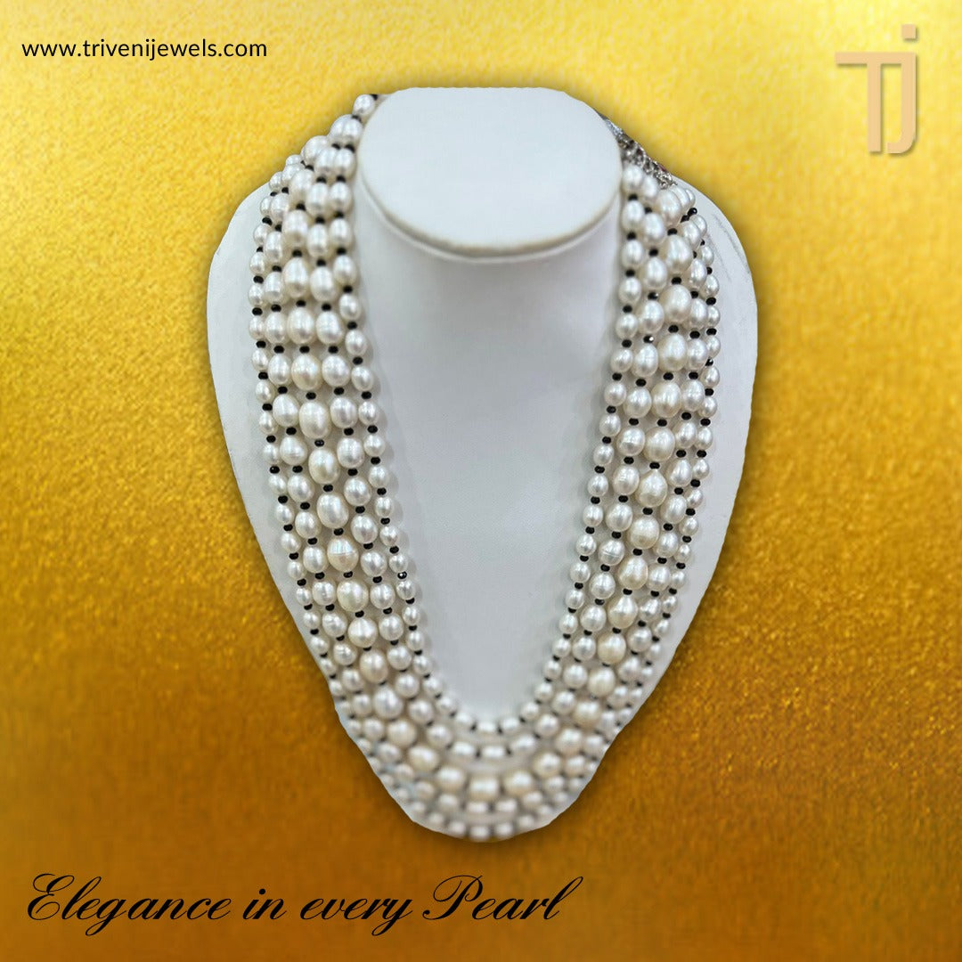 Divine Pearl 5 Row Necklace