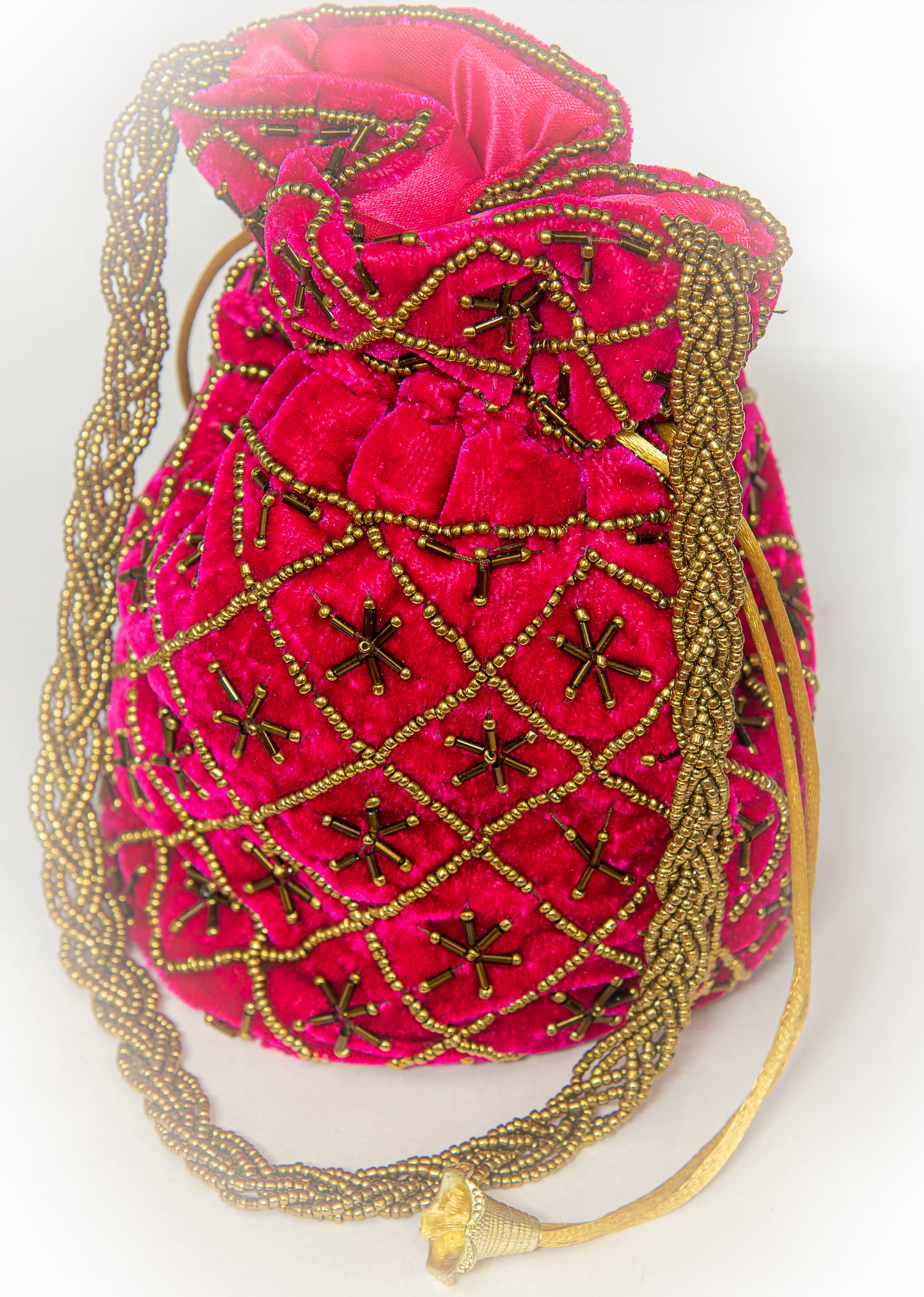 Beaded Single Coloured Potli