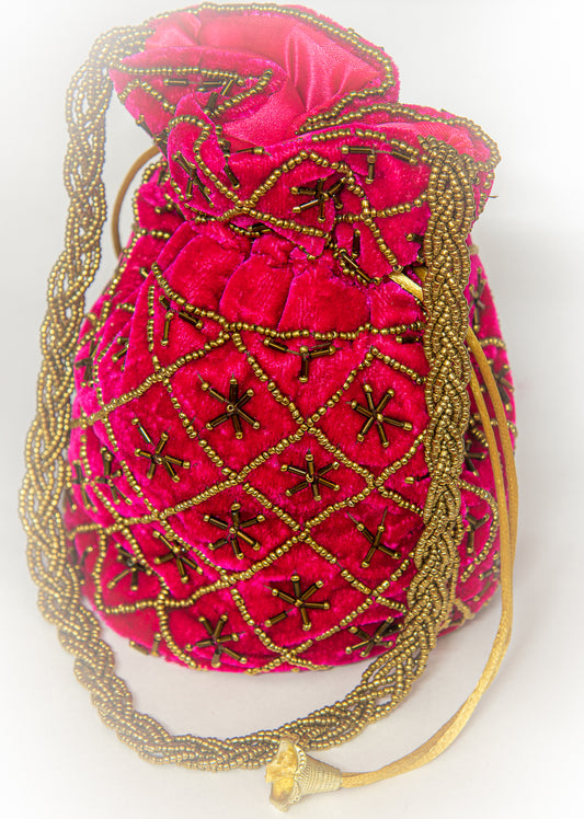 Beaded Single Coloured Potli