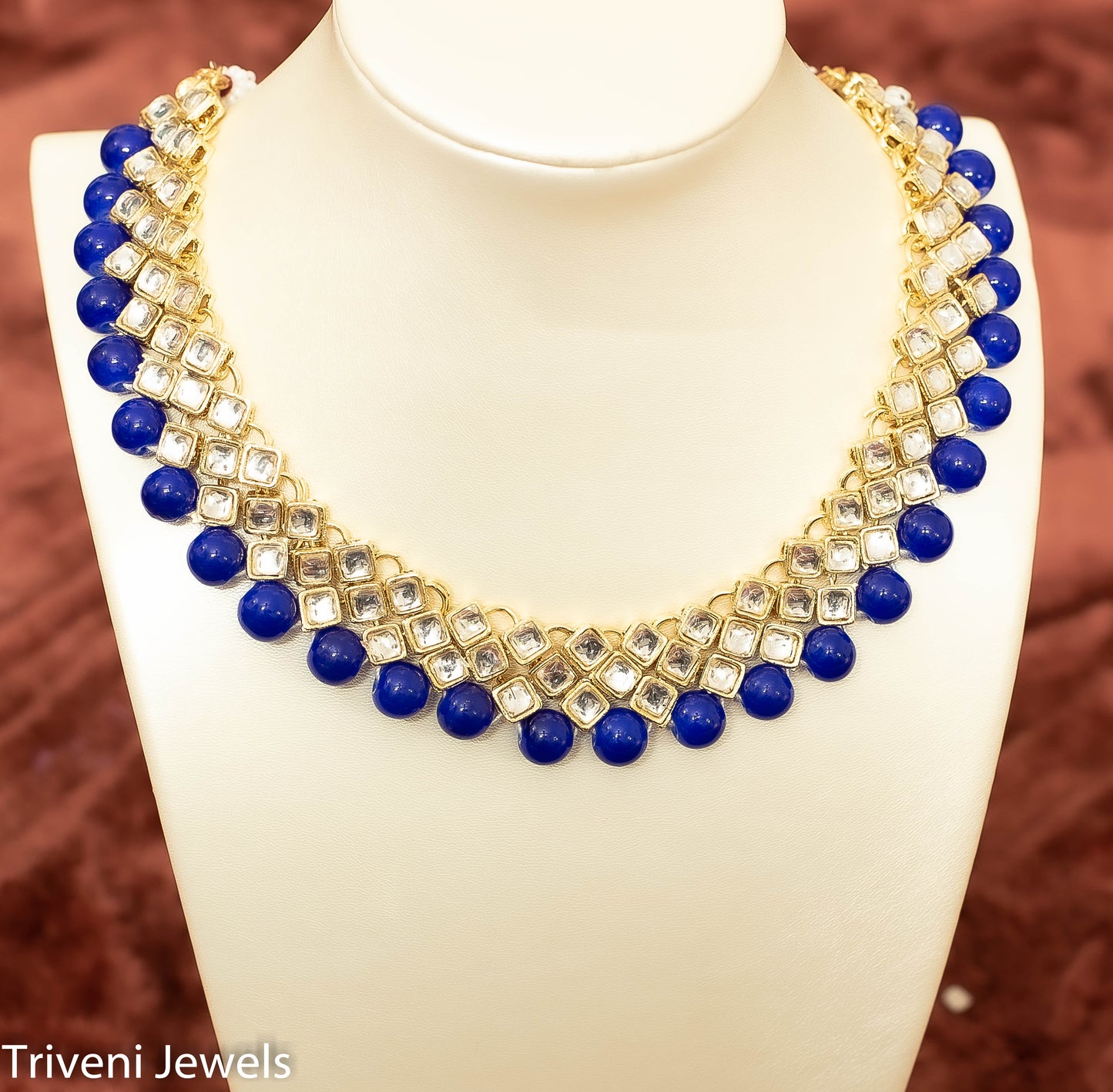 Blue Kundan Pearl Necklace