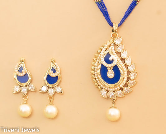 Blue Stone and Pearl Set