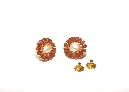 Citrine Stone Pearl Earring