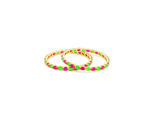 Ruby emerald gold bangles